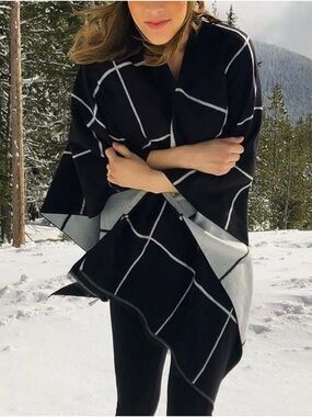 Black & White Grid Wrap/Cape